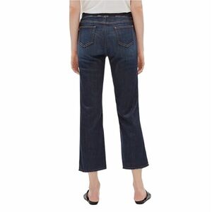 Eileen Fisher Raw Hem Stretch Organic Cotton‎ Pull On Blue Denim Jeans XS